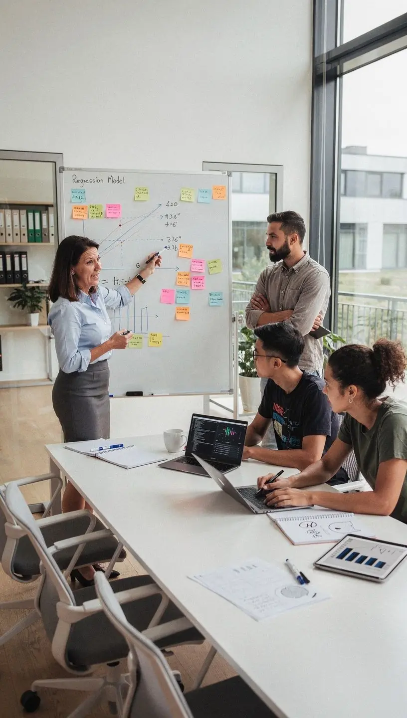 Bild eines Dozenten, der eine Online-Lektion zur Datenanalyse leitet.