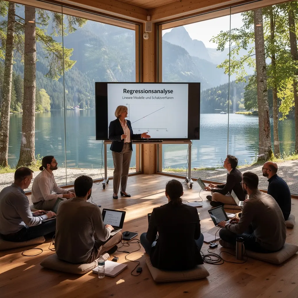 Ein Bildschirm, der eine Online-Lernplattform für Statistik-Kurse zeigt.