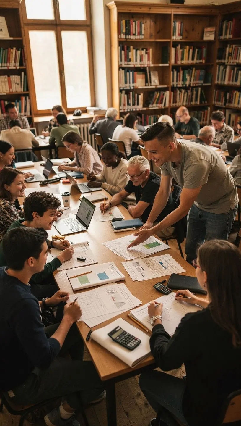 Ein Bildschirm, der eine Online-Lernplattform für Statistik-Kurse zeigt.